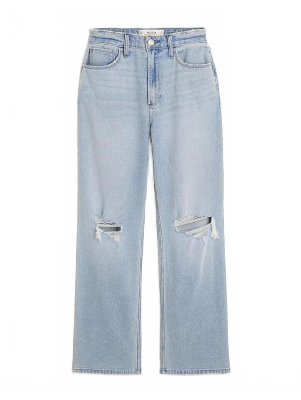 Hollister Ultra High-Rise Dad Jeans Light Wash Ripped Size 7 28W NWOT
